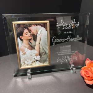 Cadre en verre de mariage personnalisé